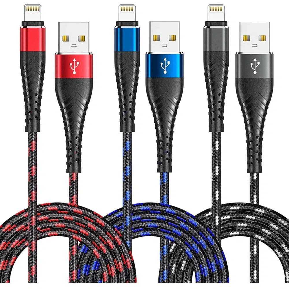 3 Pack 3 Colorful 6FT Lighting Cable [Apple MFi Certified] iPhone Charger Cord